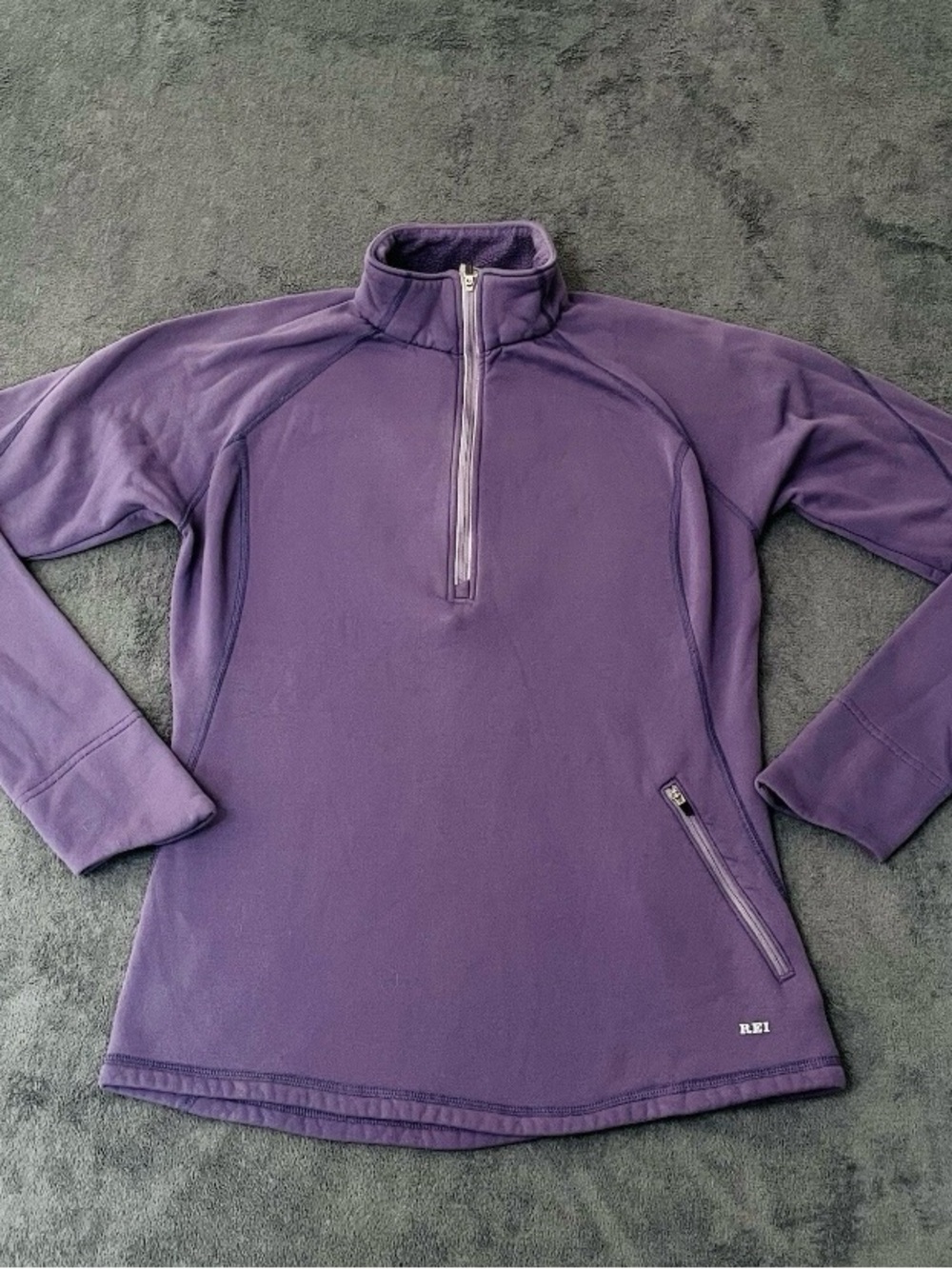 REI Womens Sporty Sweatshirt Outdoor Hiking Pullover 1/4 Zip Mock Neck Purple M